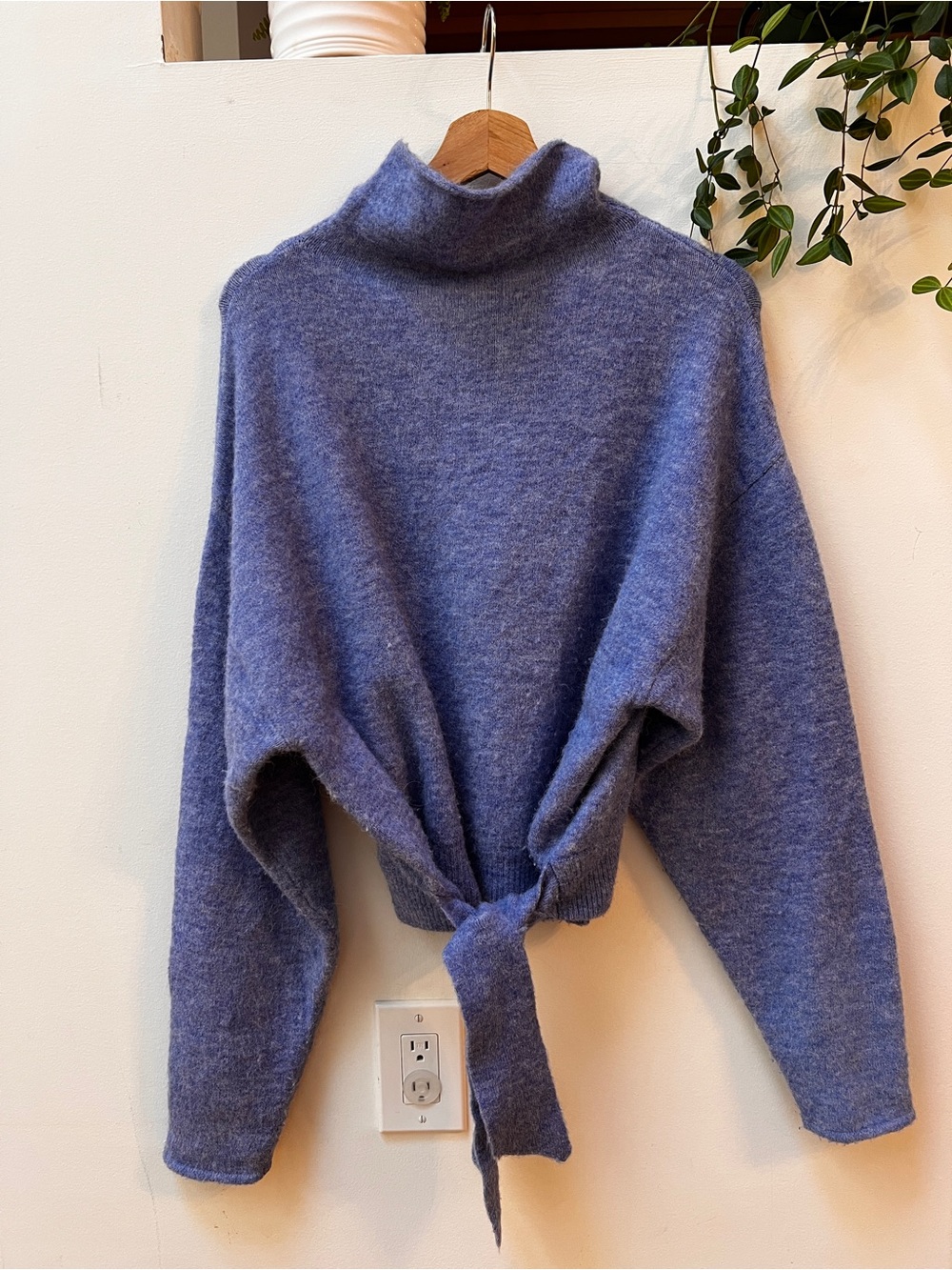 Wilfred Periwinkle Blue Tie-Front Turtleneck Sweater